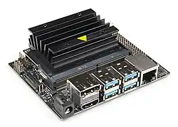 An Nvidia Jetson Nano developer kit.