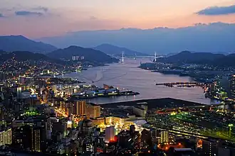Night view of Nagasaki seen from Mount Konpira, 2012