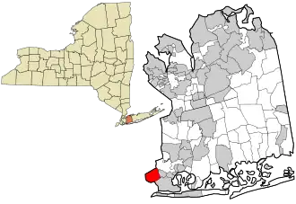 Location in Nassau County and the state of New York.