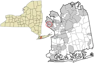 Location in Nassau County and the state of New York