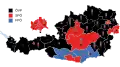 Map showing the results of the election on the sub-constituency level. The boxes indicate seats won on that level (Grundmandate)