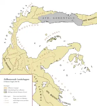 The zelfbestuur regions in Central Sulawesi, including Lore (Loree), 1941.