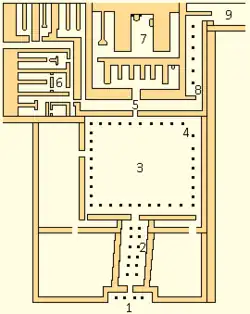 Map of Neferirkare's mortuary temple. Discussed in detail in upcoming section.