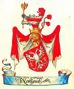 Coat of arms of House of Nemanjić , Belgrade Armorial II (early 17th century)