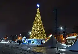 Christmas tree on Minin and Pozharsky Square. Nizhny Novgorod, Russia