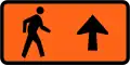Pedestrians follow this sign (straight ahead, right-hand)