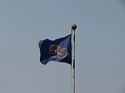 Flag of North Dakota at the International Peace Garden, North Dakota-Manitoba Border.