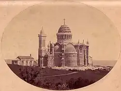 Basilique Notre-Dame-d'Afrique at Bologhine under construction, c. 1860.
