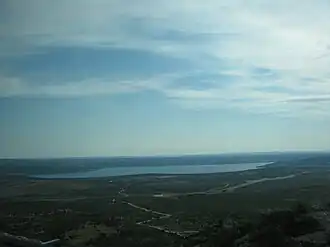 A body of water seen from the distance.