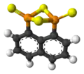 Ball and stick model of naphthalen-1,8-diyl 1,3,2,4-dithiadiphosphetane 2,4-disulfide