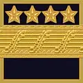 Flight suit sleeve insignia (Ärmmatta m/02) for a general[10] (1972–present)