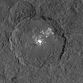 Occator on dwarf planet Ceres, showing the illusion...