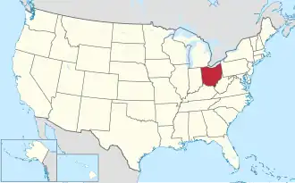 Location of Ohio within the United States