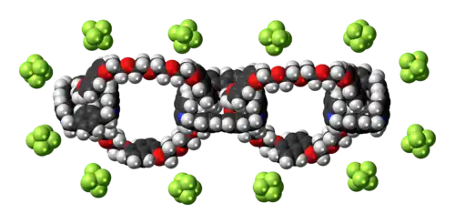 Ball-and-stick models of the component ions of olympiadane