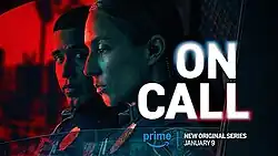 Two police officers sit in a patrol car. On the right-hand side, text reads "On Call, Prime, New Original Series, January 9".