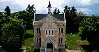 An aerial shot of the Oneida Stake Academy in Preston, Idaho, USA. looking south west.