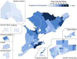Support for Progressive Conservative Party candidates by riding