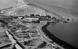 Abandoned Hektor Whaling Station, Deception Island, April 1945. Base B occupied one of the buildings.