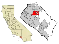 Location of Orange within Orange County, California