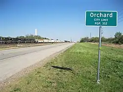 City limit sign on Hwy 36 looking SE