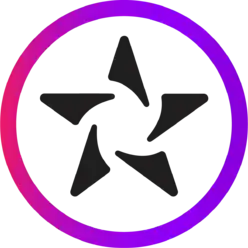 Logo of the esports organisation ORDER, featuring a stylised black star within a chrome pink and purple circle