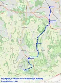 Orpington Cudham and Tatsfield Light Railway Proposed Route (1902)