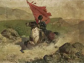 Caucasian horseman warrior, by Oskar Schmerling 1893.