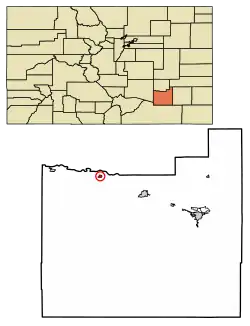 Location of Manzanola in Otero County, Colorado.