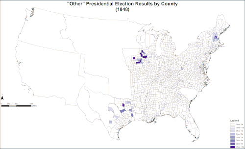 Map of "Other" presidential election results by county