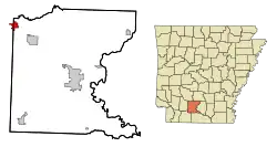 Location in Ouachita County and the state of Arkansas