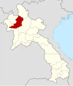 Map showing location of Oudomxay province in Laos