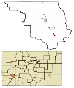 Location of the City of Ouray in Ouray County, Colorado