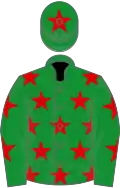 Green, red stars, star on cap