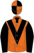 Orange, black chevron and sleeves, quartered cap