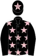 Black, pink stars, black sleeves, pink star on cap
