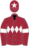 Maroon, white triple diamond, white armlet, white star on cap