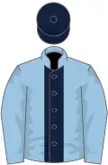 Light blue, dark blue stripe and cap