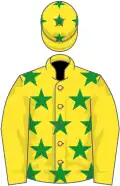 Yellow, green stars on body and cap