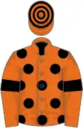 Orange, black spots, black armlet, hooped cap