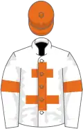 White, orange cross of lorraine, armlets and cap