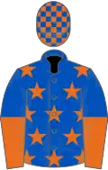 Royal blue, orange stars, halved sleeves, check cap