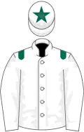 White, dark green epaulets and star on cap