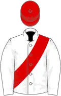 White, red sash and cap