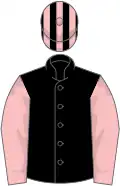 Black, pink sleeves, striped cap