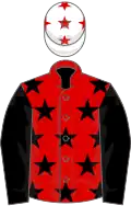 Red, black stars, black sleeves, white cap, red stars