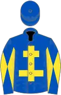 Royal Blue, Yellow Cross of Lorraine, diabolo on sleeves