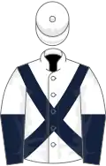 White, Dark Blue cross belts, halved sleeves