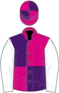 Cerise and purple (quartered), white sleeves