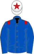 Royal blue, red epaulets, white cap, red star