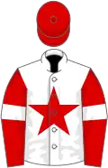 White, red star, red sleeves, white armlets, red cap